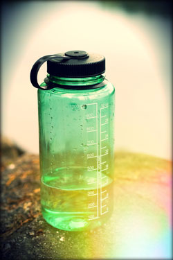 Classic green Nalgene lexan water bottle.
